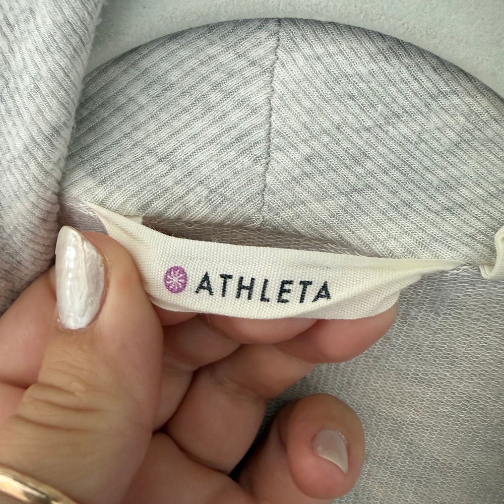 Athleta Pranayama Wrap Cardigan Light Gray Heather Open Front Pockets XS - Picture 2 of 6
